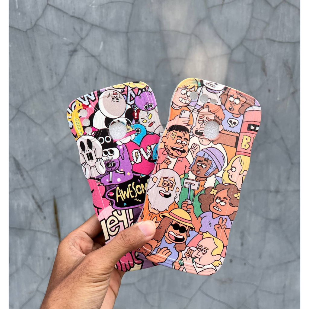 Case Wave Oppo A3s A16 A17 A15 F5 A31 A5 A9 A5s A12 A7 A53 A33 A54 A74 A95 2020 Reno 5 Motif Doodle 