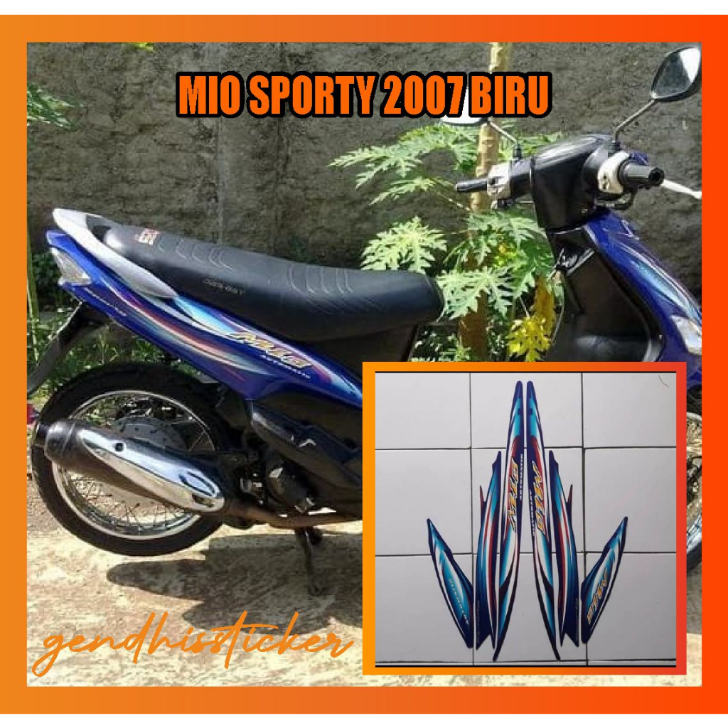 striping motor mio sporty 2007 biru