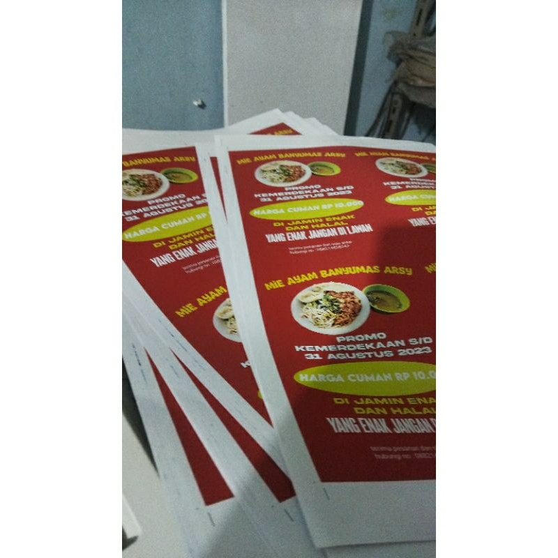 

Cetak Brosur/Player ukuran A5 art paper 150gr 1 sisi