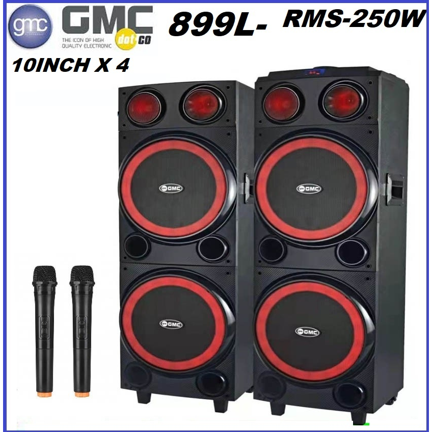 SPEAKER BLUETOOTH GMC 899L Ukuran 10 Inch X 4 RMS-250 WAT - FREE MIC WERELES 2 PCS