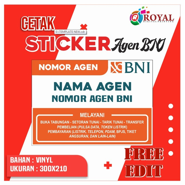 

Cetak Sticker AGEN BNI