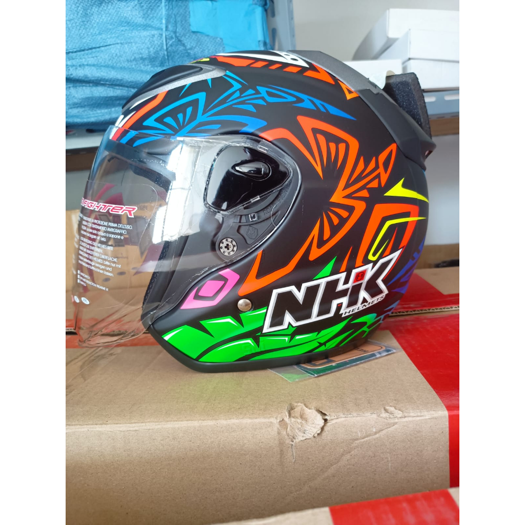 HELM NHK R1 XINOID BLACK RAINBOW DOUBLE VISOR ORIGINAL SNI