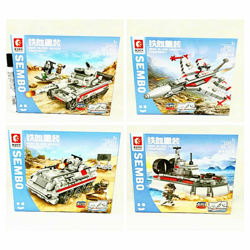 4IN1 SET BRICKS BLOCK SEMBO IRON BLOOD HEAVY EQUIPMENT MILITARY 105421