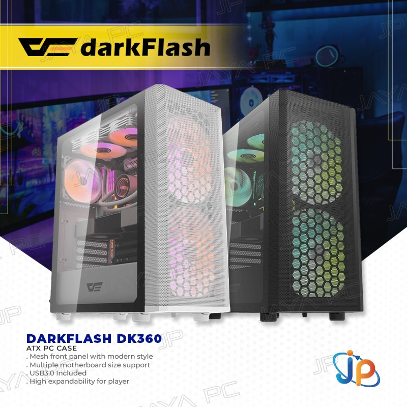 darkFlash DK360 ATX PC CPU Case - Tempered Glass Casing