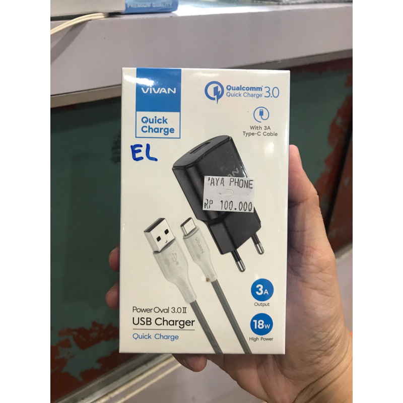 CHARGER HP MERK VIVAN TYPE-C FAST CHARGING 3A , HIGH POWER 18 WATT