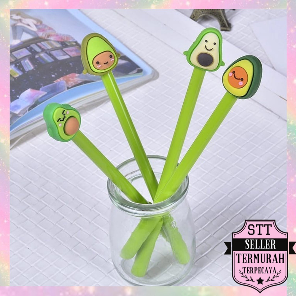 

STT Pena Karakter Alpukat Lucu Pulpen Tinta Gel Cair Motif Avocado Unik Alat Tulis Kantor Sekolah Stationary Murah