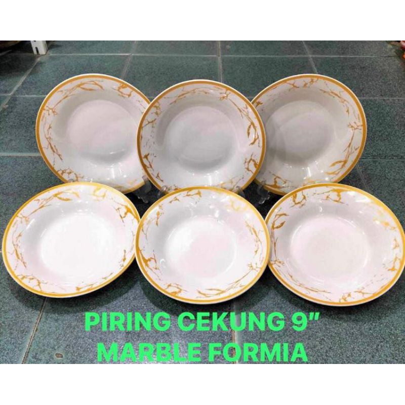 Piring Makan Keramik Formia List Marble 1 Lusin