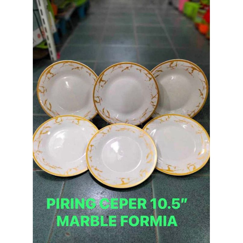 Piring Ceper 10,5 Inch Keramik Formia List Marble 1 Lusin
