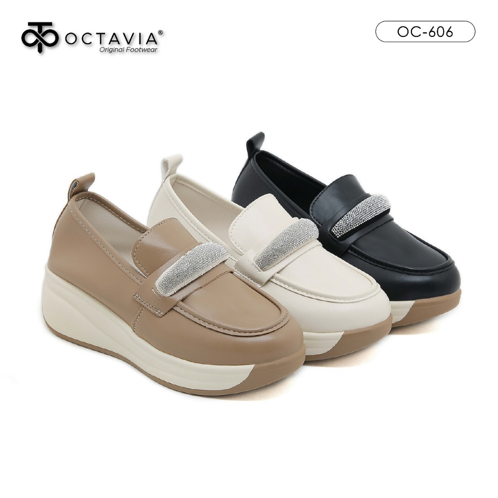 [RESTOCK] OCTAVIA OC-606 Sepatu Sneakers Casual Highsole Wedges Wanita (I)