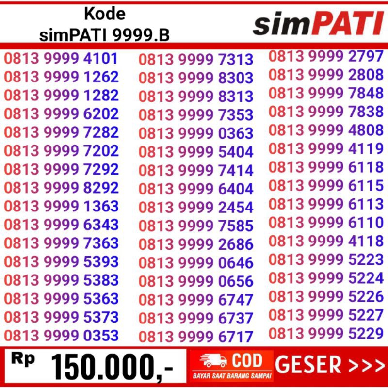 9999 nomor cantik telkomsel simpati 9999 4G LTE murah