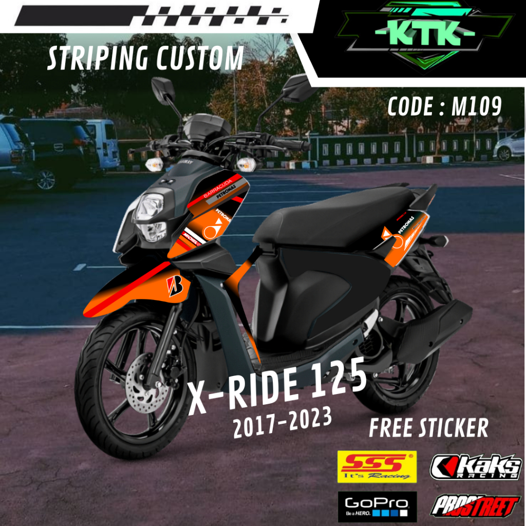 Lis Striping Sticker Variasi Aksesoris List Stiker Pelindung Body Logo Emblem Motor Yamaha X Ride X-