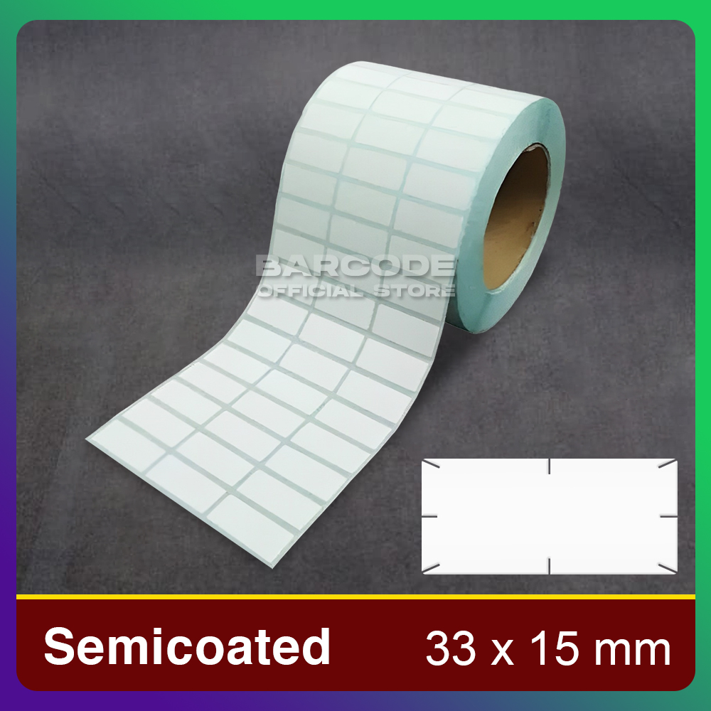 

Label Stiker Cacah Semicoated 33x15mm / 33x15 / 33 x 15 mm Sticker Barcode Core Besar 3 inch