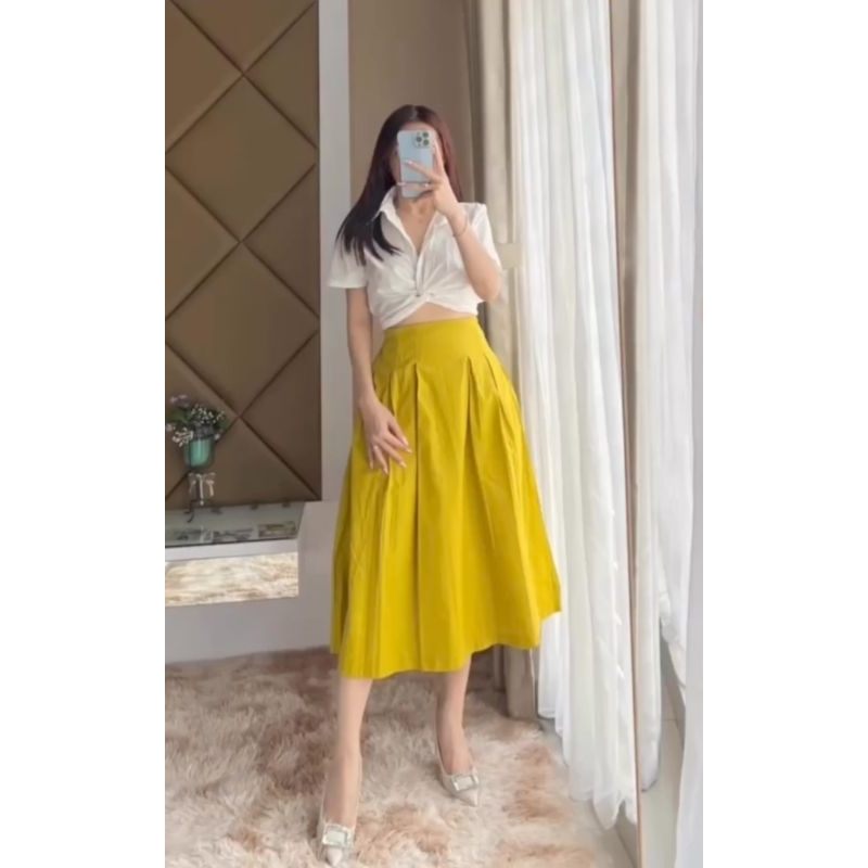 [stuffiza.id] Yeoji Midi Skirt / Linen Uniqlo / Uniqlo Skirt / Rok Midi / Midi Skirt Premium