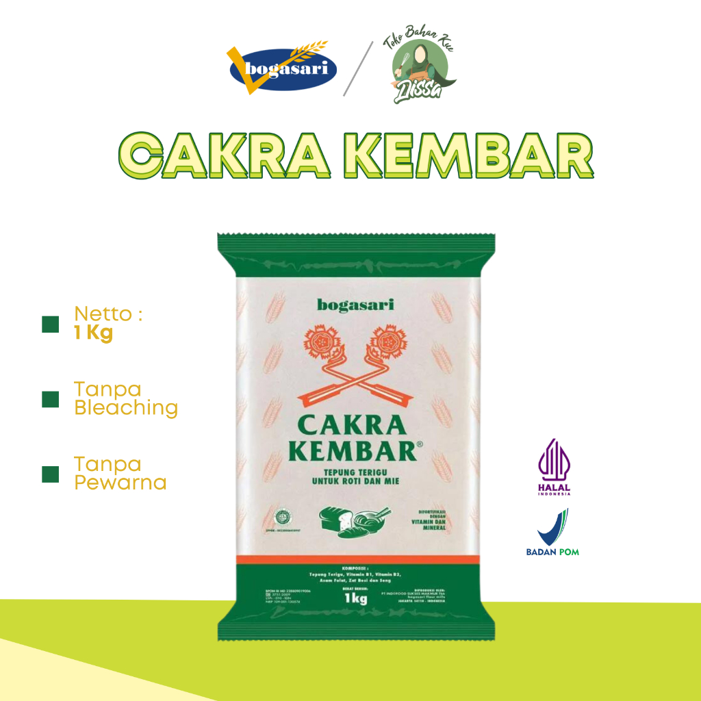 

Cakra Kembar 1 Kg | Tepung Terigu Protein Tinggi by Bogasari - Tobaqdissa