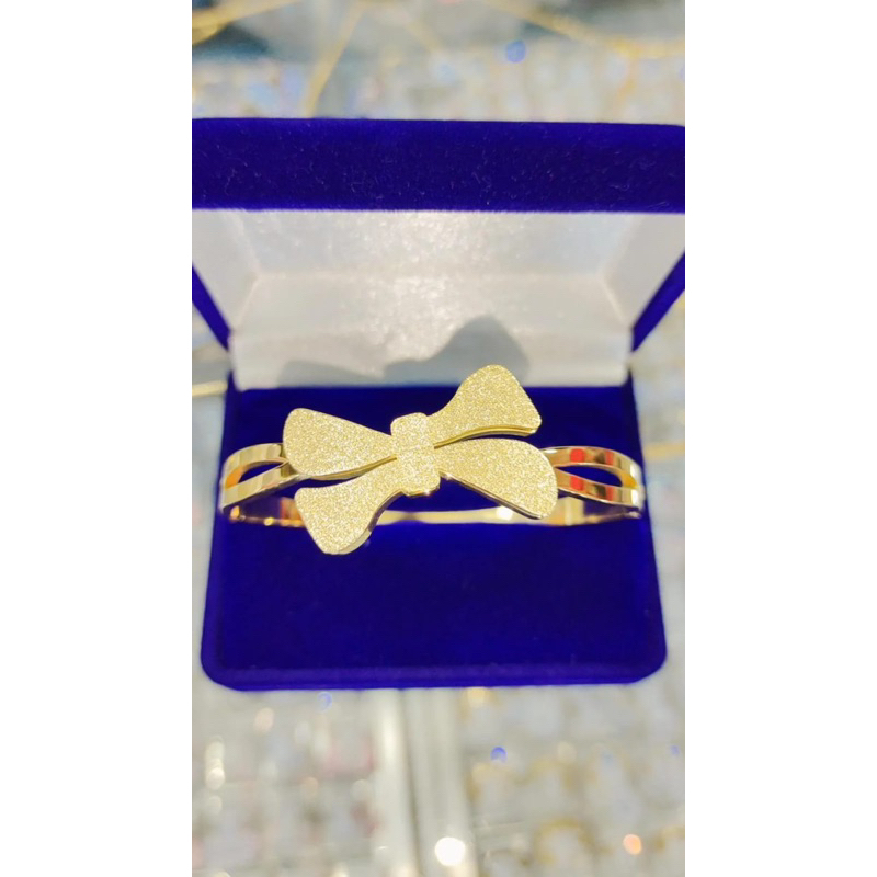 gelang bangle titanium motif emas 999