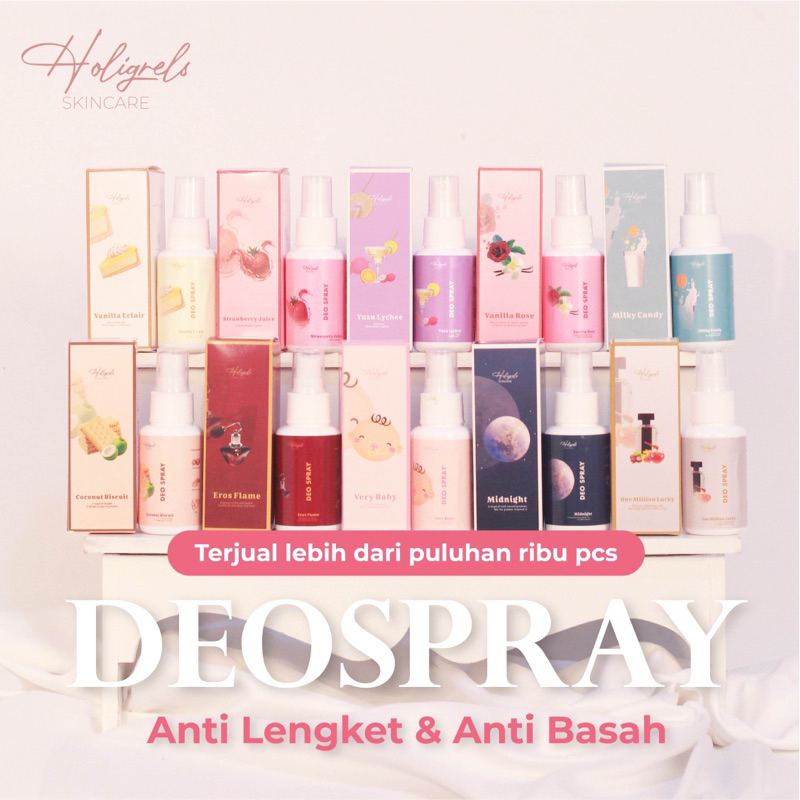 Holigrels Deospray 60ml | Deodorant Spray Tawas Cair Anti Bau Badan & Keringat | BPOM Deo Powdery Pa
