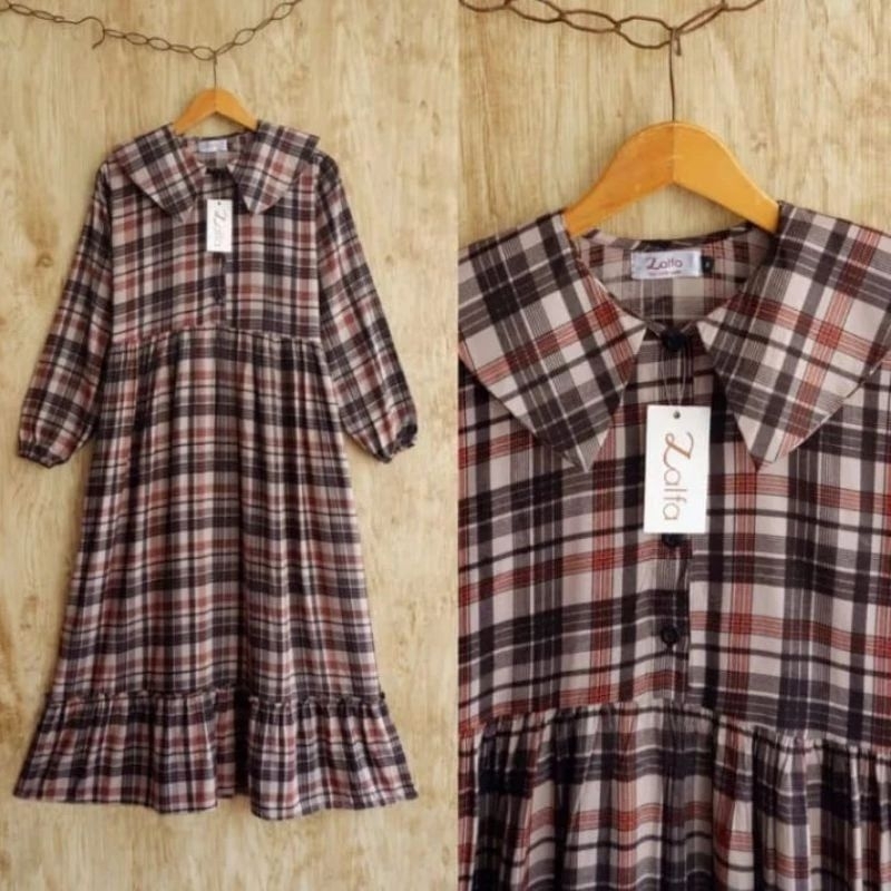 DRED VIRAL KEKINIAN DRES MOTIF KOTAK KOTAK TERLARIS GAMIS WANITA MASA KINI TERMURAH