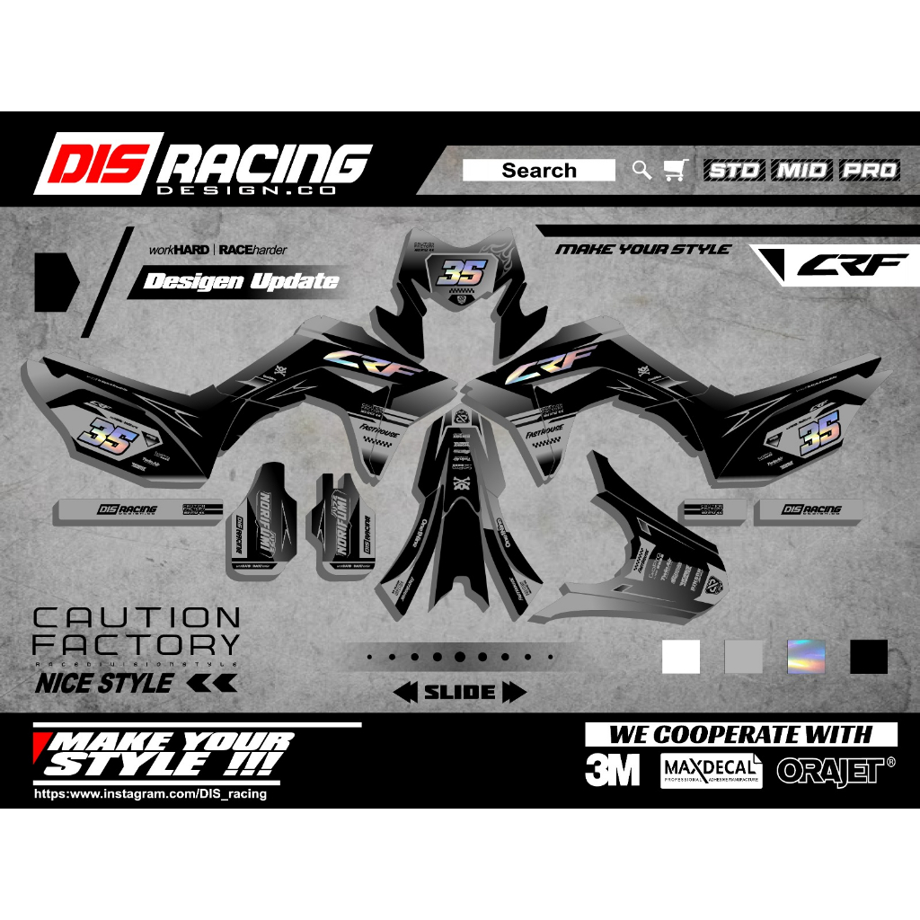 DECAL CRF 150 ABU HITAM SANGAR