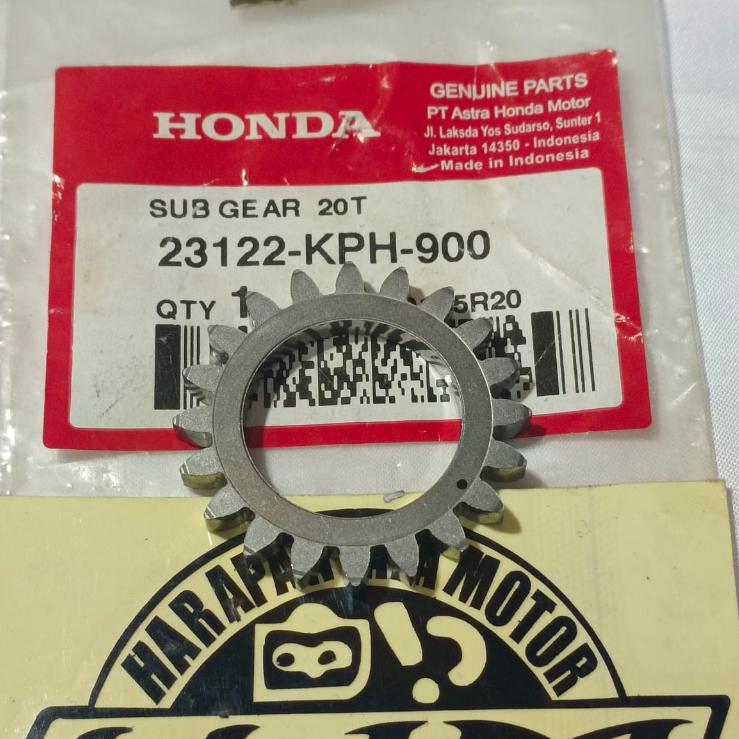 SUB GEAR 20T HONDA SUPRA X 125 FI NEW 23122 KPH 900 ORIGINAL AHM