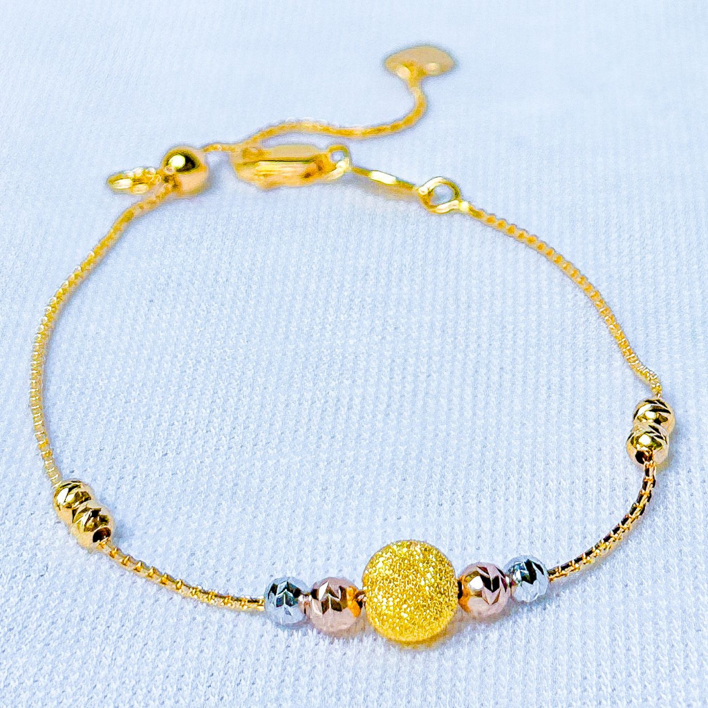 Gelang serut anak dan dewasa emas asli kadar 700 70 16k boba mix merica whitegold rosegold adjustabl