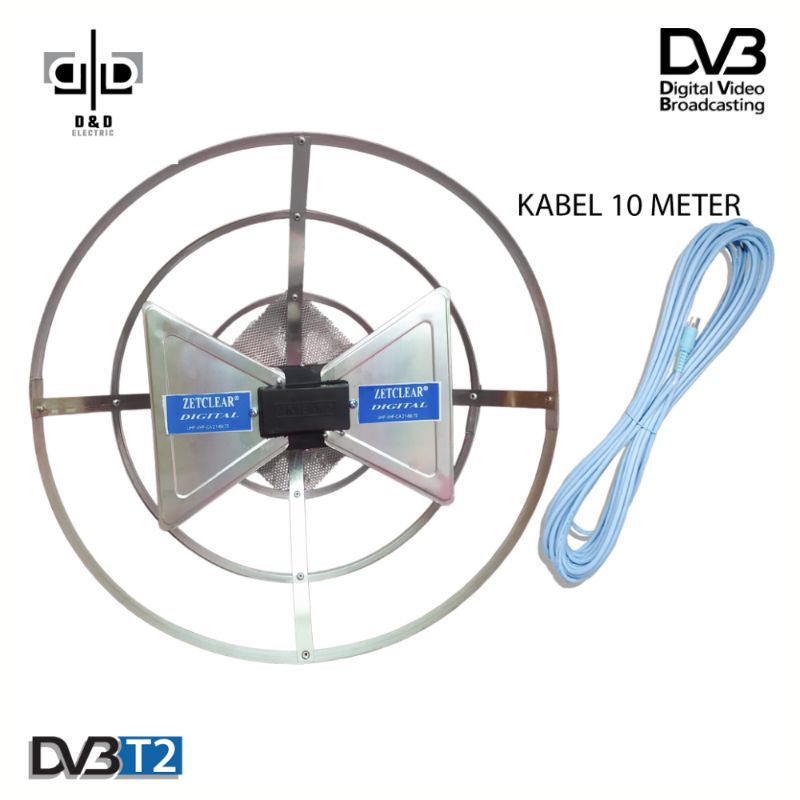Paket murah antena tv digital plus kabel 3C biru 10meter antena digital bulat wajan bolik antena ara
