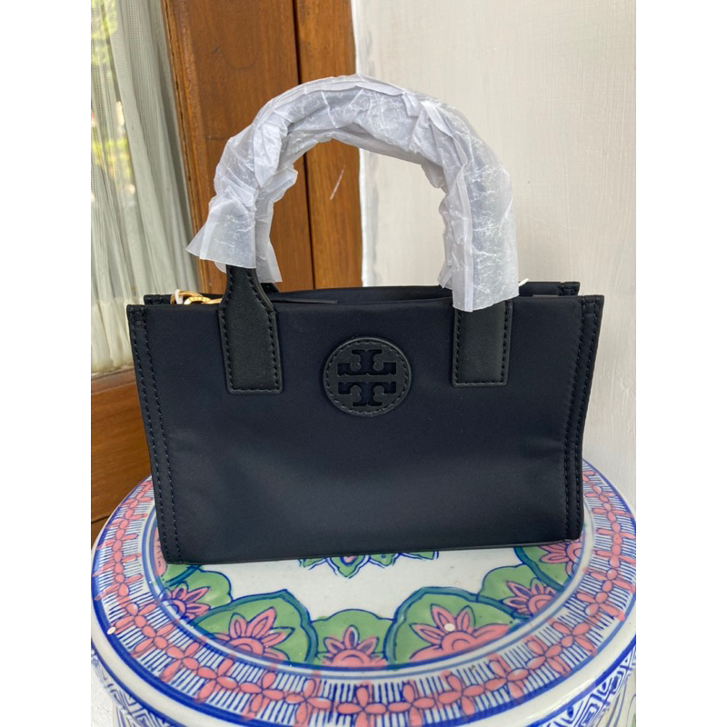 Tas Tory Burch Ella Nylon Mini Tote Black Crossbody AUTHENTIC