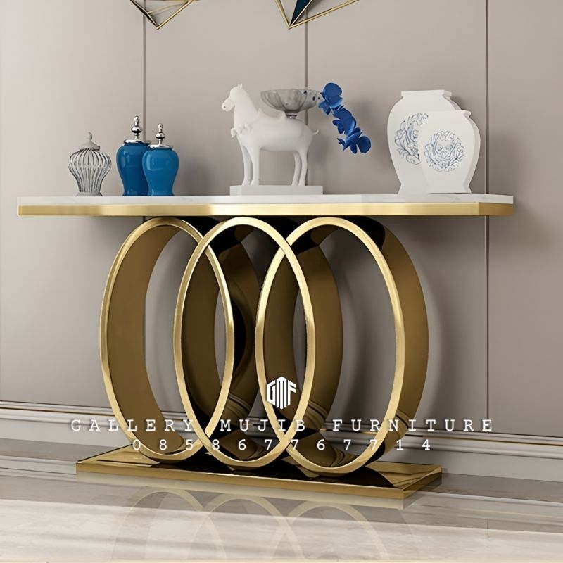 meja konsol stainless marmer carara console table audi gold stainless