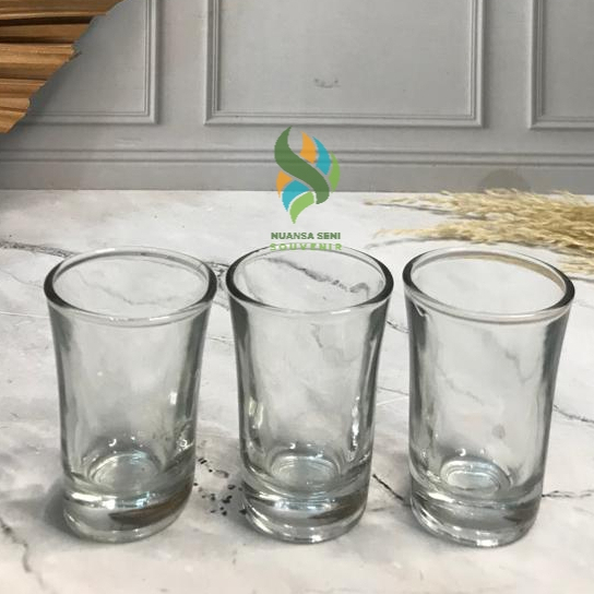 Souvenir Gelas Kaca Kecil Gelas Cangkir Sloki Gelas Minum Jamu Gelas Wiski Bening Polos