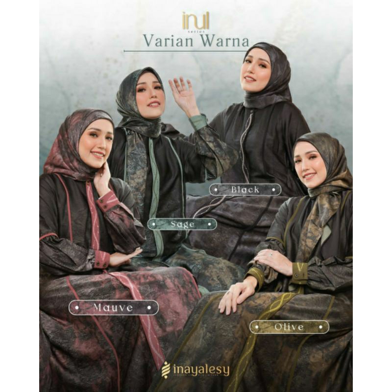 Inaya Lesi Inul Dress Only Gamis Black Sage Olive Mauve