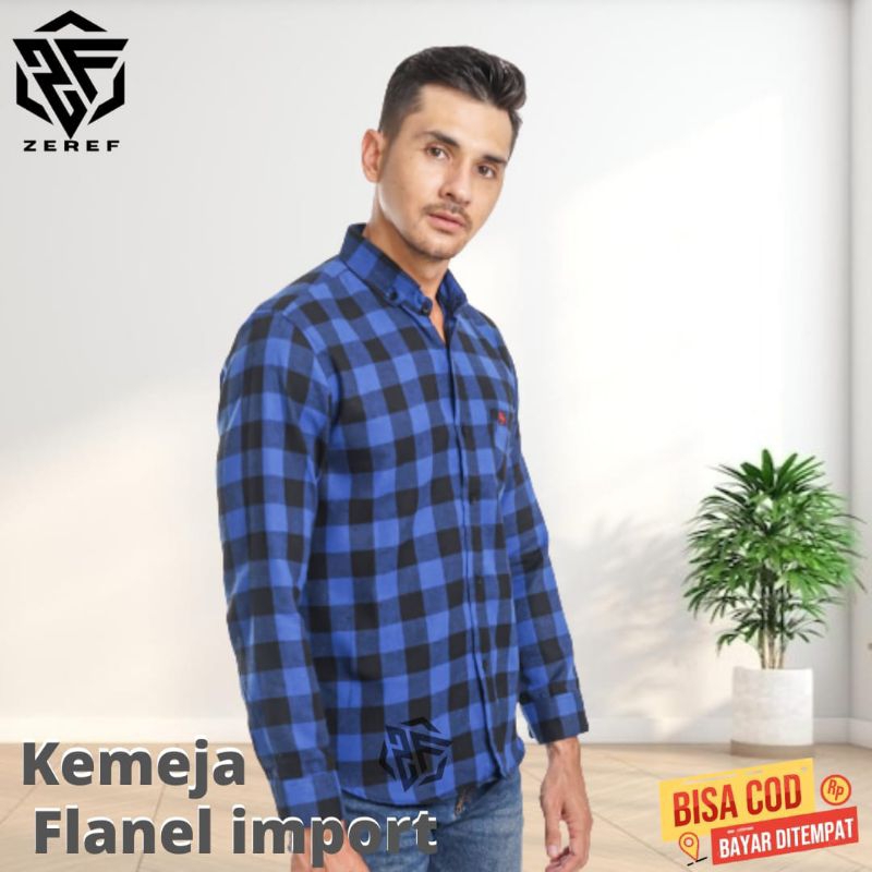 Baju Hem Kemeja Flanel Kotak Kotak Lengan Panjang Unisex Pria Wanita Pakaian Atasan Kemeja Hem Distr