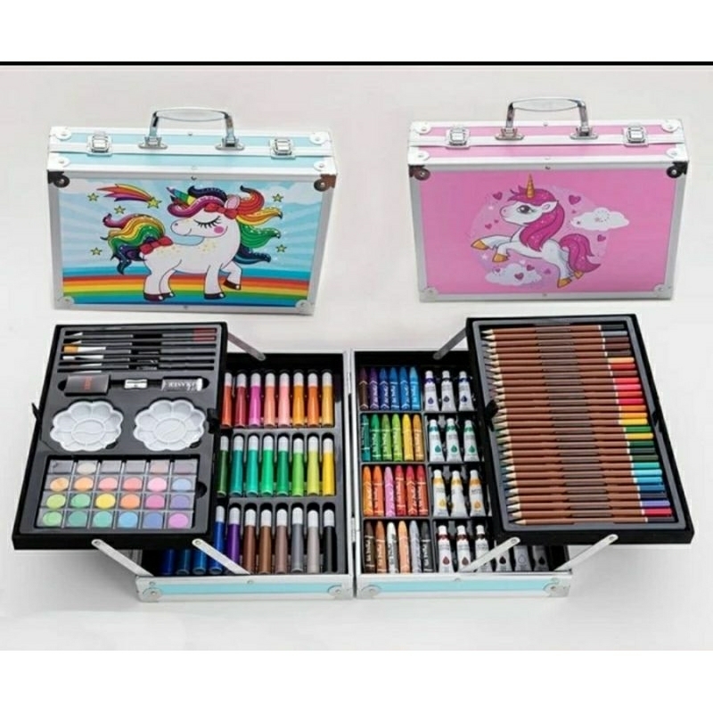 

mg alat mewarnai crayon pensil warna spidol marker cat air 145 psc koper besi