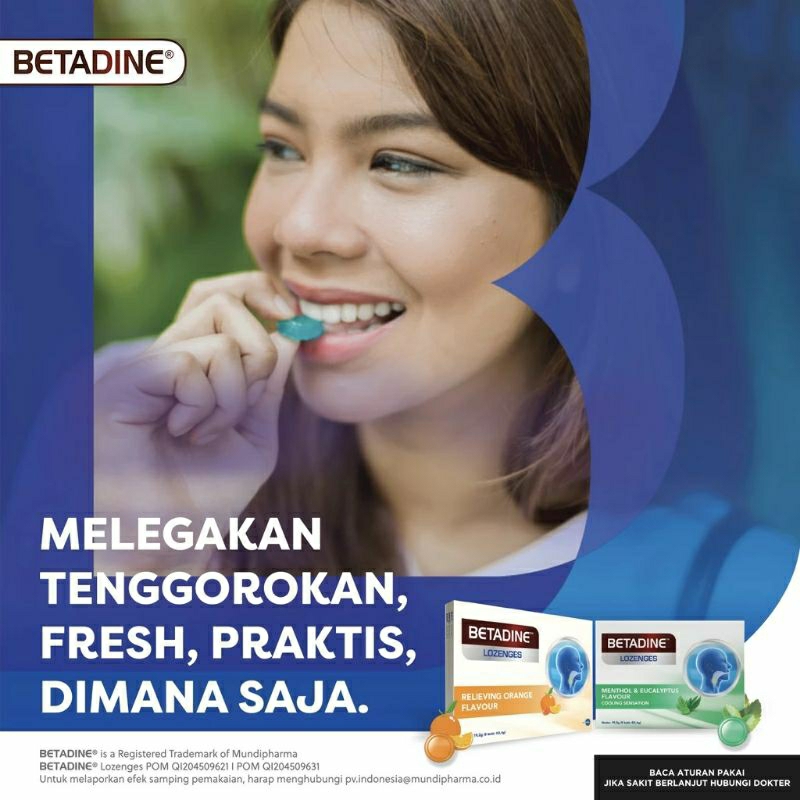 

BETADINE Lozenges Menthol Permen Pereda Tenggorokan Isi 8 butir