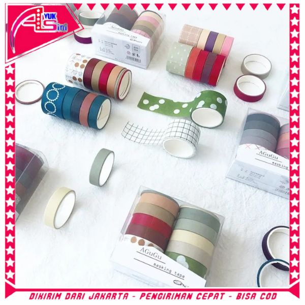 

AS Masking Tape Set 10Pcs Essential Collection Basic Pattern Isi 10 Selotip Bahan Kertas Washi Tape Warna Warni DIY Scrapbook Journal Kotak Box Aeshtetic