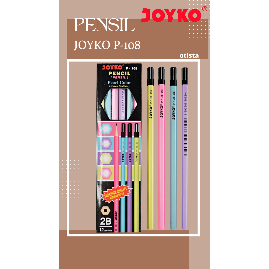 

Pensil Joyko 2B P-108 Pearl Color/ Pensil Joyko Warna Pastel