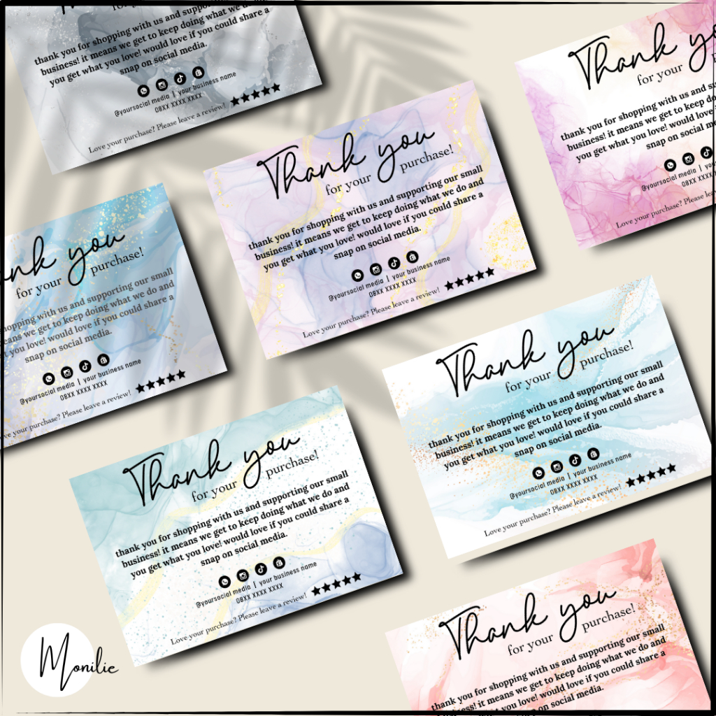 

Thank You Card / Kartu Ucapan Terima Kasih Custom Ukuran 10x7cm by Monilie | Marble Design
