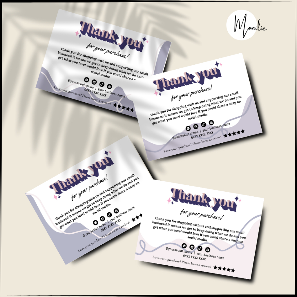 

Thank You Card / Kartu Ucapan Terima Kasih Custom Ukuran 9x6cm by Monilie | Border Design