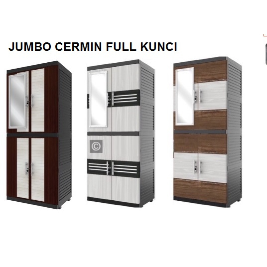 Lemari Plastik Ebony Naiba 4 Susun 9524 - MIROR Cermin Kaca RAK GANTUNG