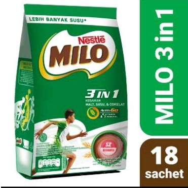 

milo 3in1 coklat malt pak isi 18 sachet