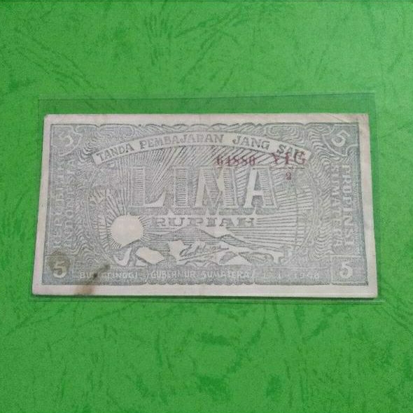 ORIDA 5 Rupiah Hijau Bukit tinggi 1948