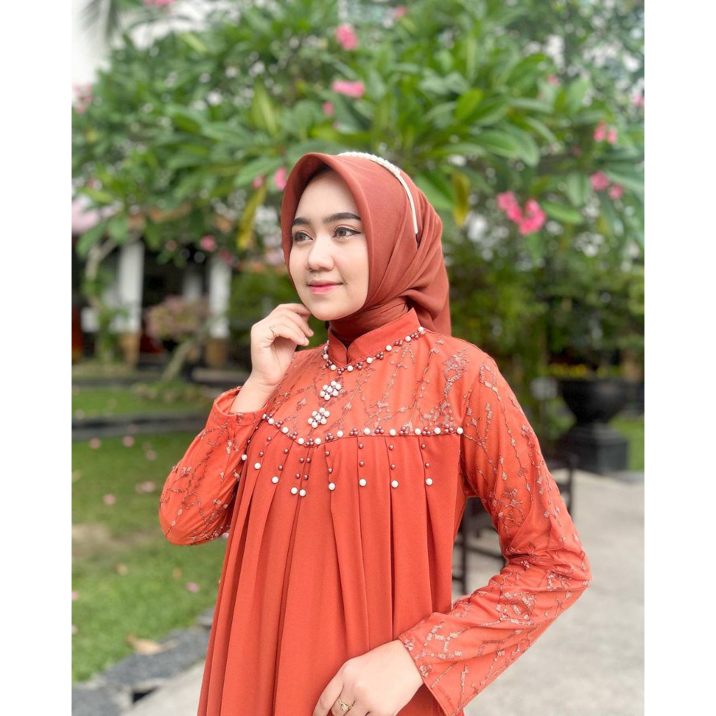 PB Prilly Busana - KENANGA  DRESS CERUTY MIX TILE BORDIR - MEWAH - PESTA - SERAGAM