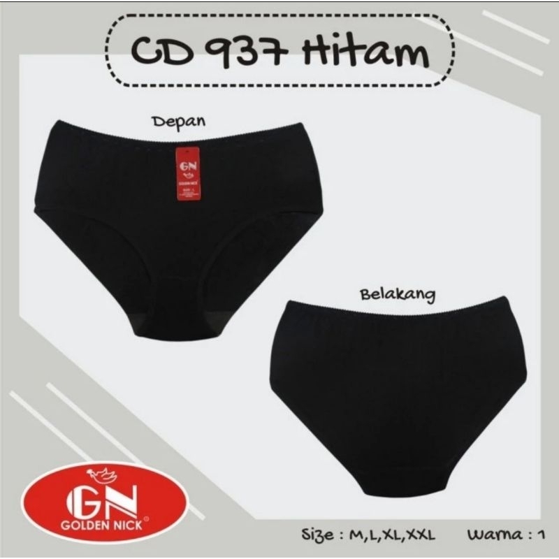 6PCS(SETENGAH LUSIN)CELANA DALAM WANITA GOLDEN NICK 937 KHUSUS HITAM/CANCUT/CANGCUT/