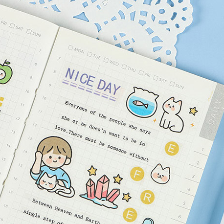 

Enjoyable Free Time Flake Stickers Set Stiker Hias Gambar Perempuan Kucing Lucu