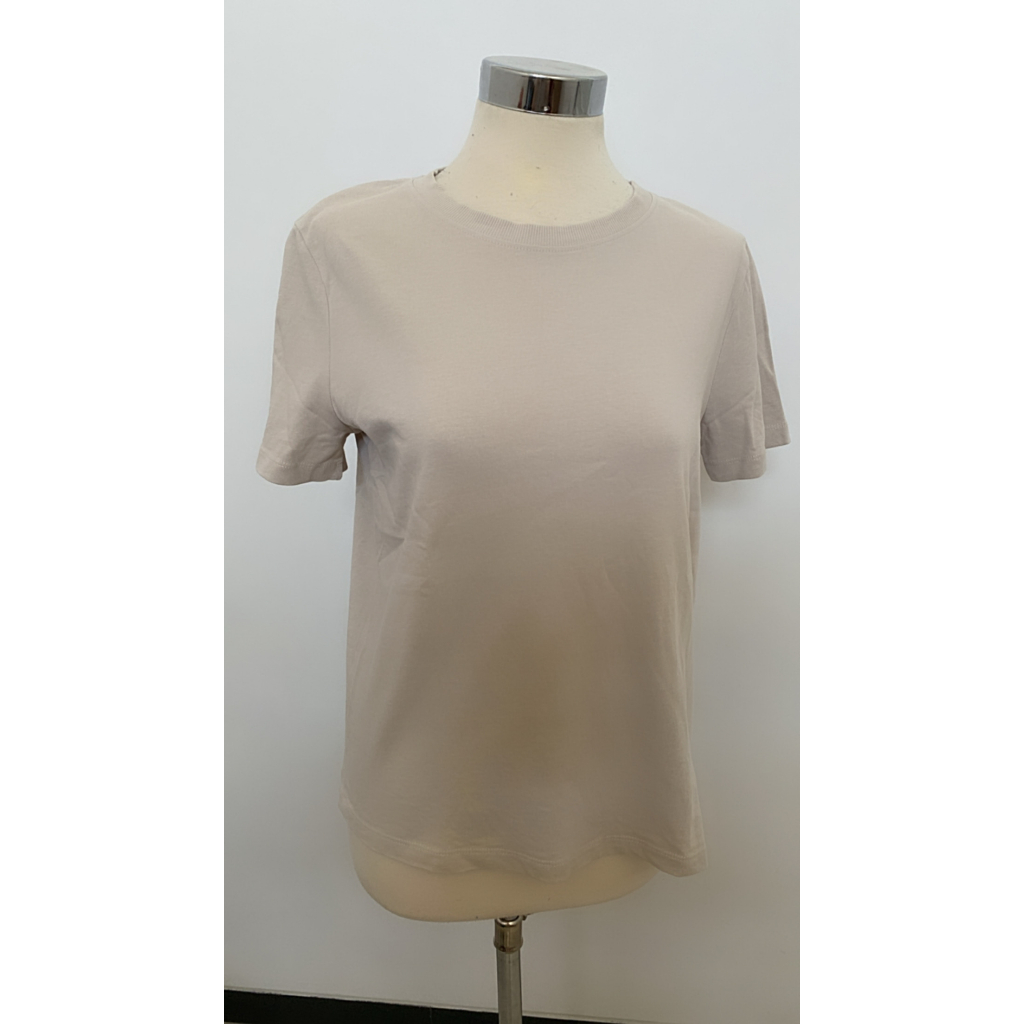 ZARA T-SHIRT ORIGINAL KAOS ZARA ASLI ORI WARNA BEIGE LENGAN PENDEK ROUND NECK POLOS PAKAIAN WANITA S
