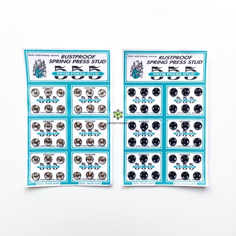 6 Buah Kancing Jepret 8 mm Merek 555 / Kancing Cetet Silver & Hitam / Kancing Jepret Silver / Kancin