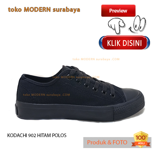Sepatu pria sepatu sekolah sneakers vulkanis KODACHI 902 HITAM POLOS