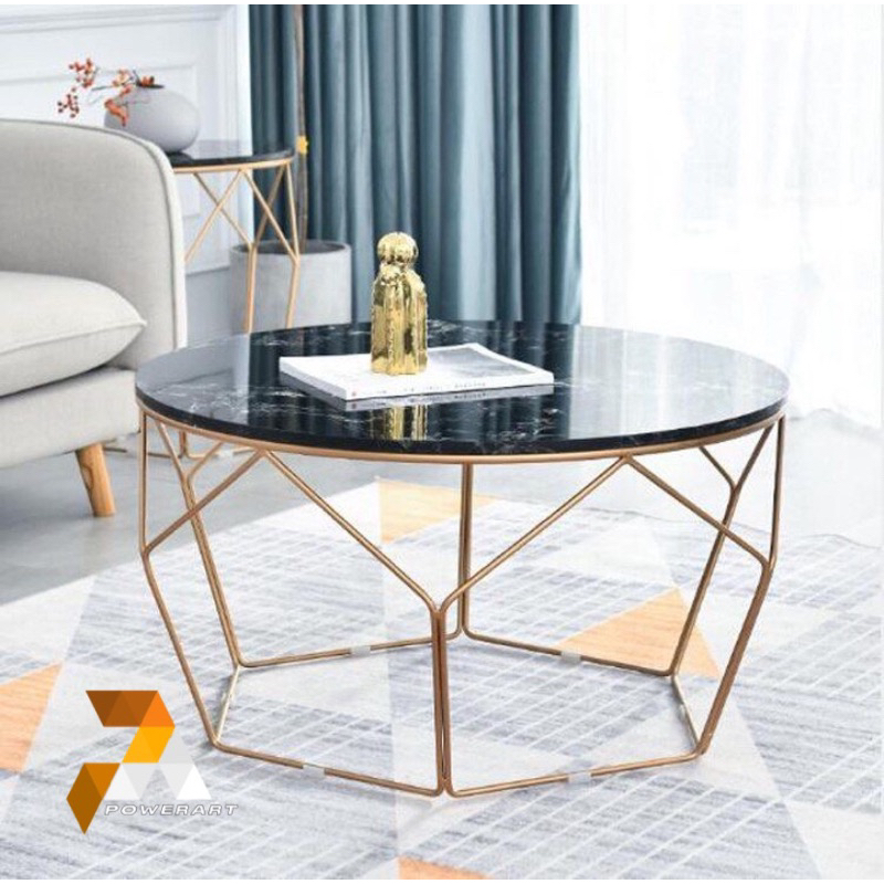 MEJA BULAT MARMER BLACK MEJA TAMU COFFEE TABLE MARMER ASLI