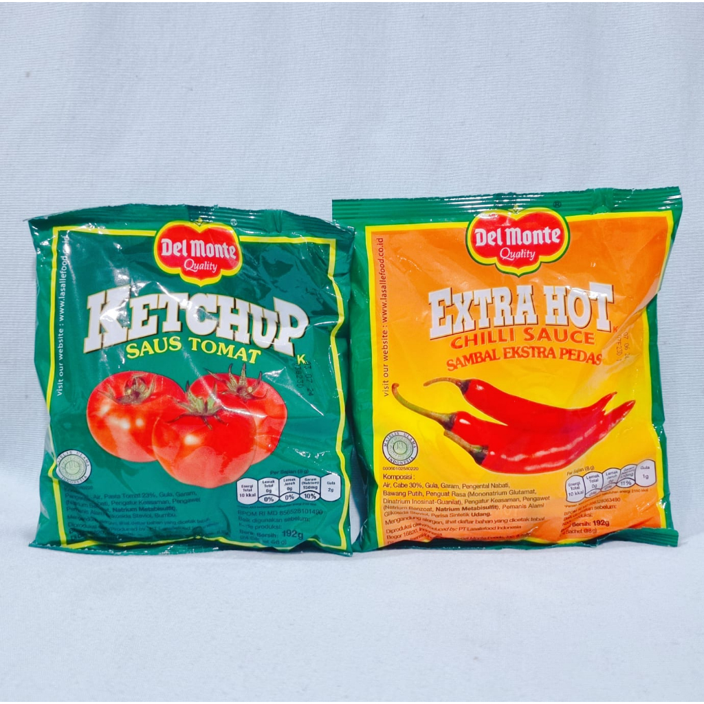 

Del Monte Ketchup Saus Tomat / Extra Hot Sambal Extra Pedas (1 Pack isi 24 Sachet)