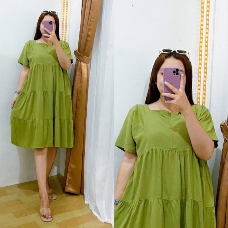 Dress Polos Umpak/ Dress Susun Rempel/Dress Busui/Daster Pendek Busui