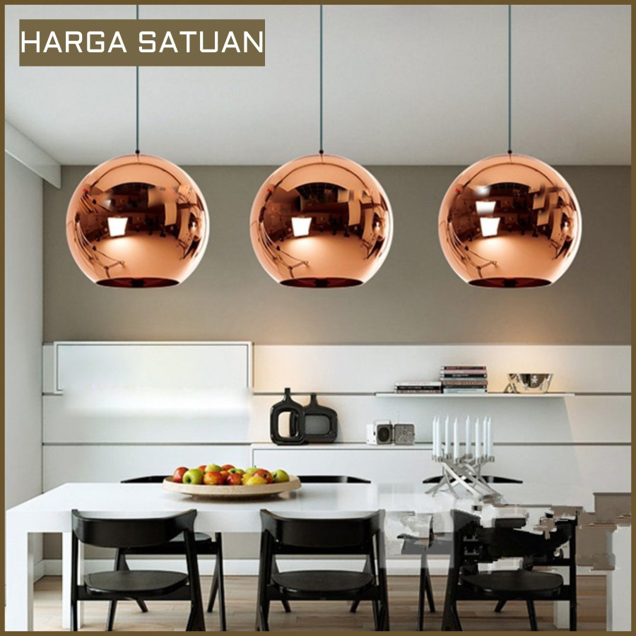 Lampu hias gantung kaca tiup COOPER BLOWN GLASS COLOR COPPER TEMBAGA pendant light living dining tab