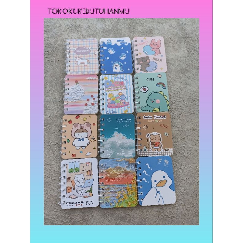 

Buku kecil/notebook mini ring A7 Motif karakter random termurah